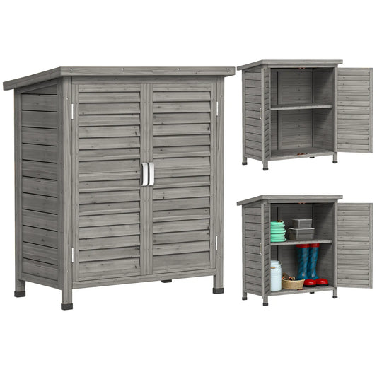 Wooden Garden Storage Shed, 2 Door, 34" x 18" x 38", Grey Sheds Grey at Gallery Canada