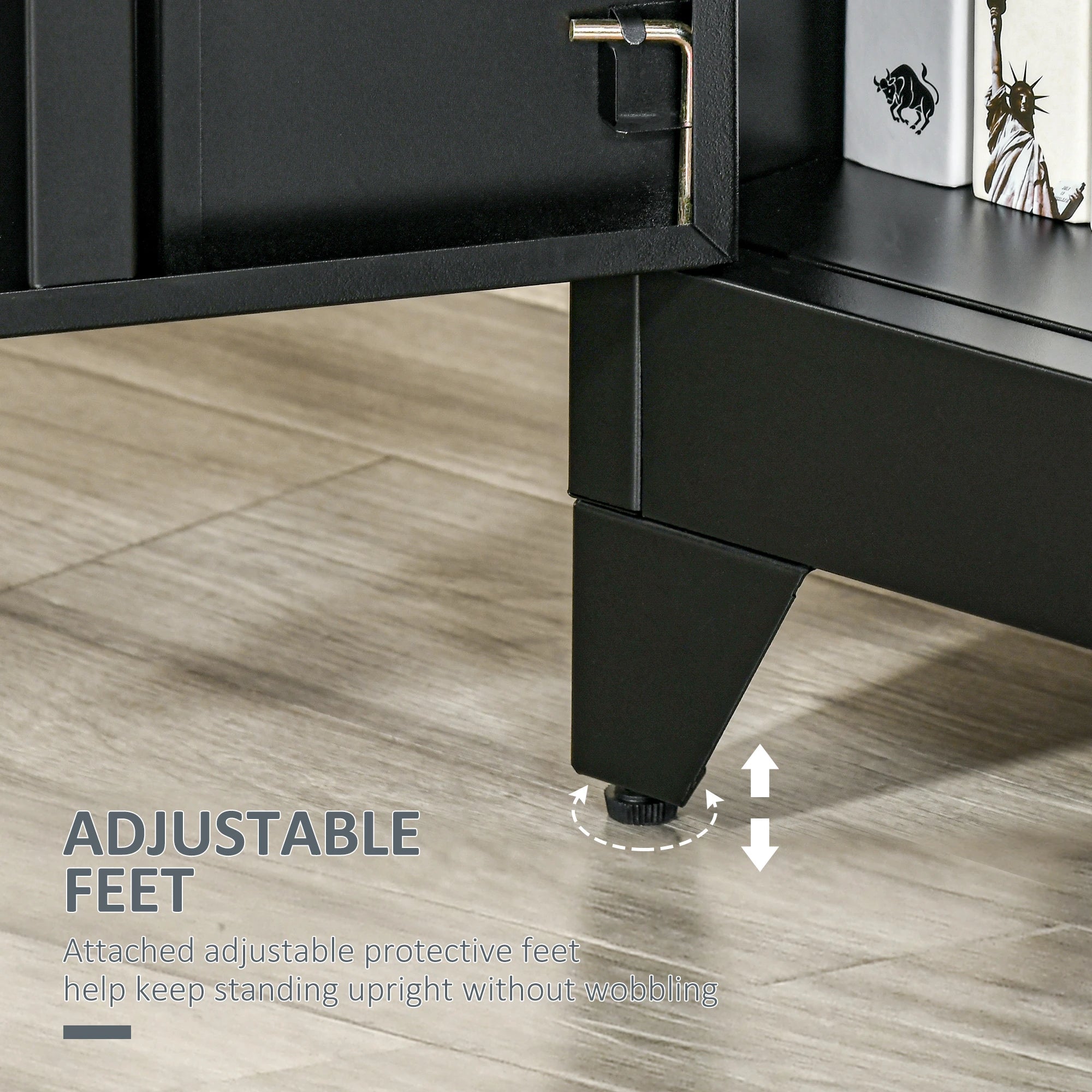 Metal Storage Cabinet, 2 Louvered Doors, Adjustable Shelves, Black Storage Cabinets at Gallery Canada