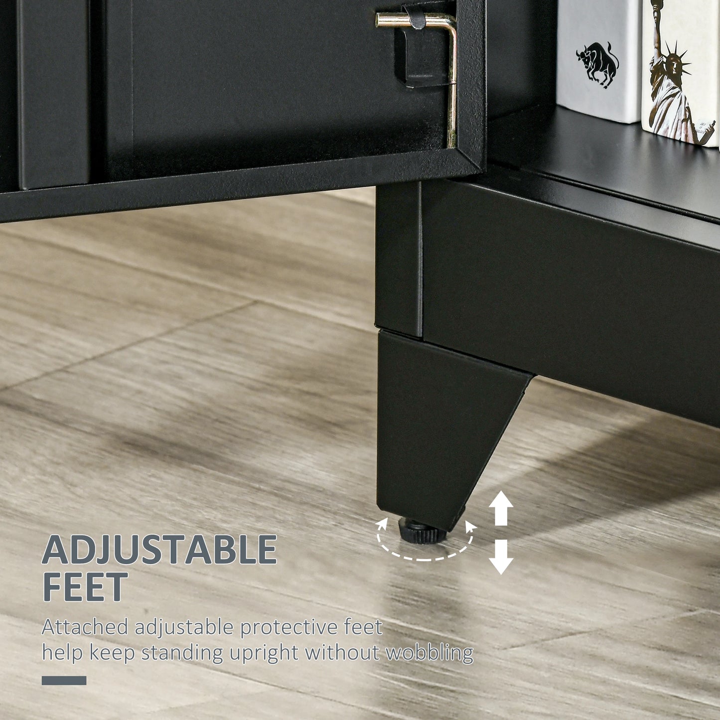 Metal Storage Cabinet, 2 Louvered Doors, Adjustable Shelves, Black Storage Cabinets at Gallery Canada