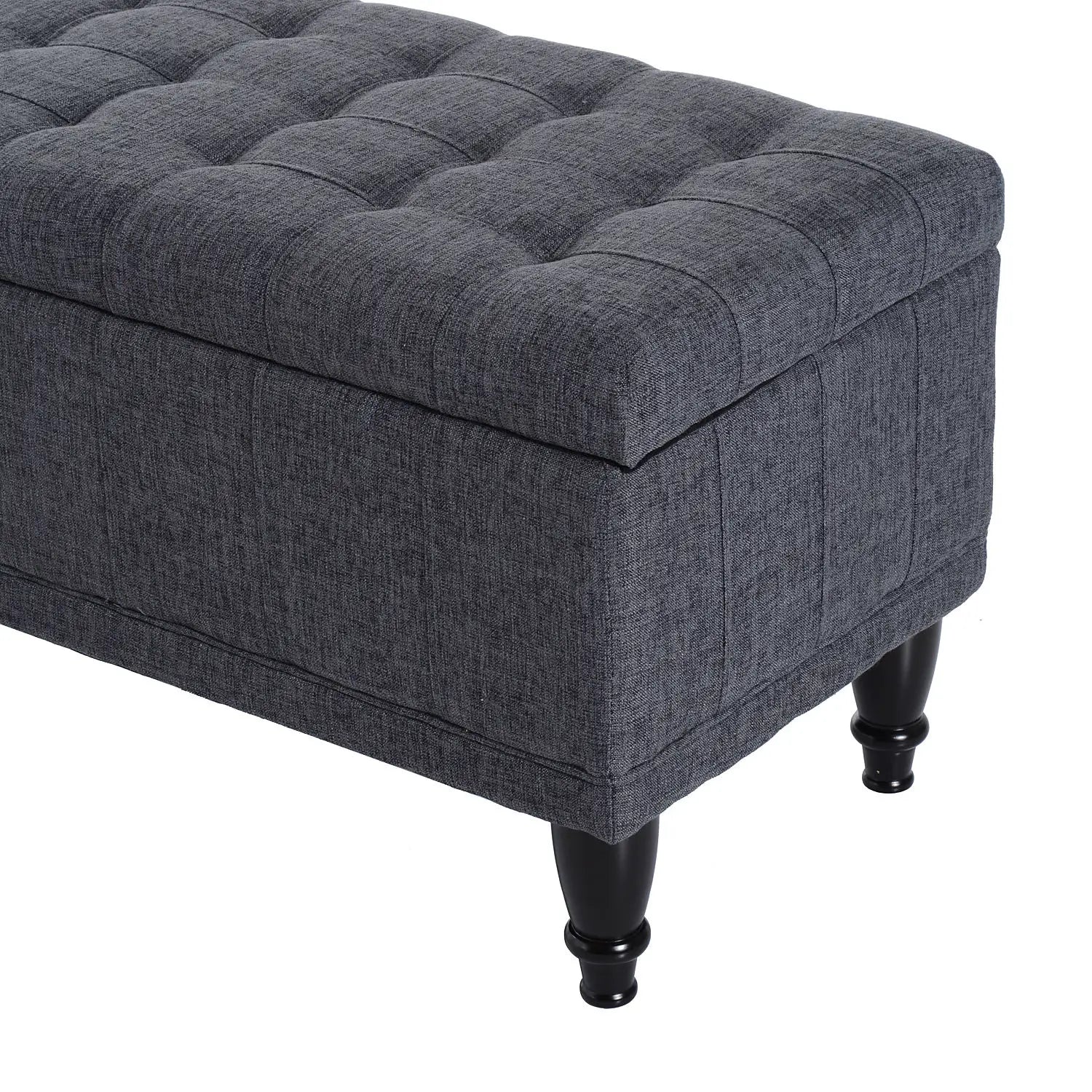 Storage Ottoman, Linen Fabric Bench with Soft Close Lid, 42" x 17" x 19", Grey Storage Ottomans & Benches at Gallery Canada