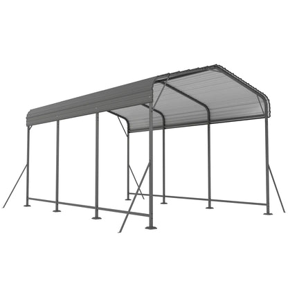 10 x 15FT Metal Carport, Heavy-Duty Canopy, Reinforced Frame, Dark Grey Car Shelters at Gallery Canada