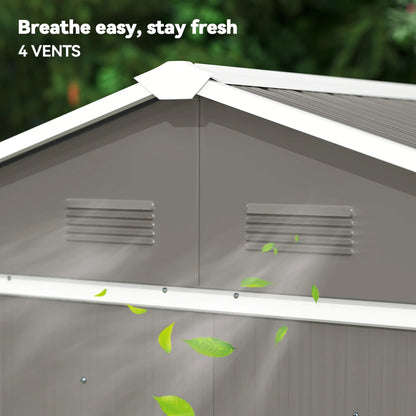 6.5x3.5ft Metal Garden Shed, Outdoor Tool Storage, Double Sliding Doors, Vents, Grey Sheds at Gallery Canada