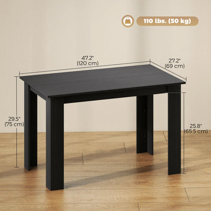 47" Kitchen Table for 4-6 People, Wood Effect, Black Dining Tables at Gallery Canada