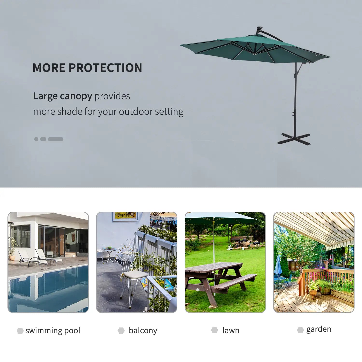 10ft Outdoor Cantilever Umbrella, Adjustable Angle, Dark Green Cantilever Umbrellas at Gallery Canada