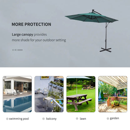 10ft Outdoor Cantilever Umbrella, Adjustable Angle, Dark Green Cantilever Umbrellas at Gallery Canada
