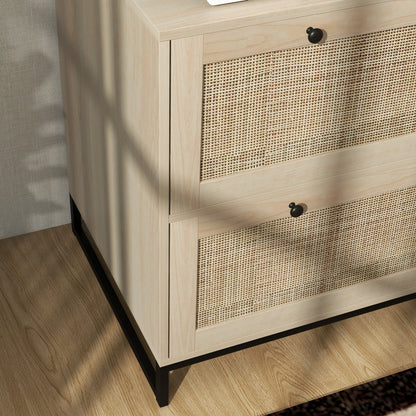 2-Drawer Filing Cabinet with Lock, Rattan, Adjustable Hanging Bar, Natural Office Cabinets & Cupboards at Gallery Canada
