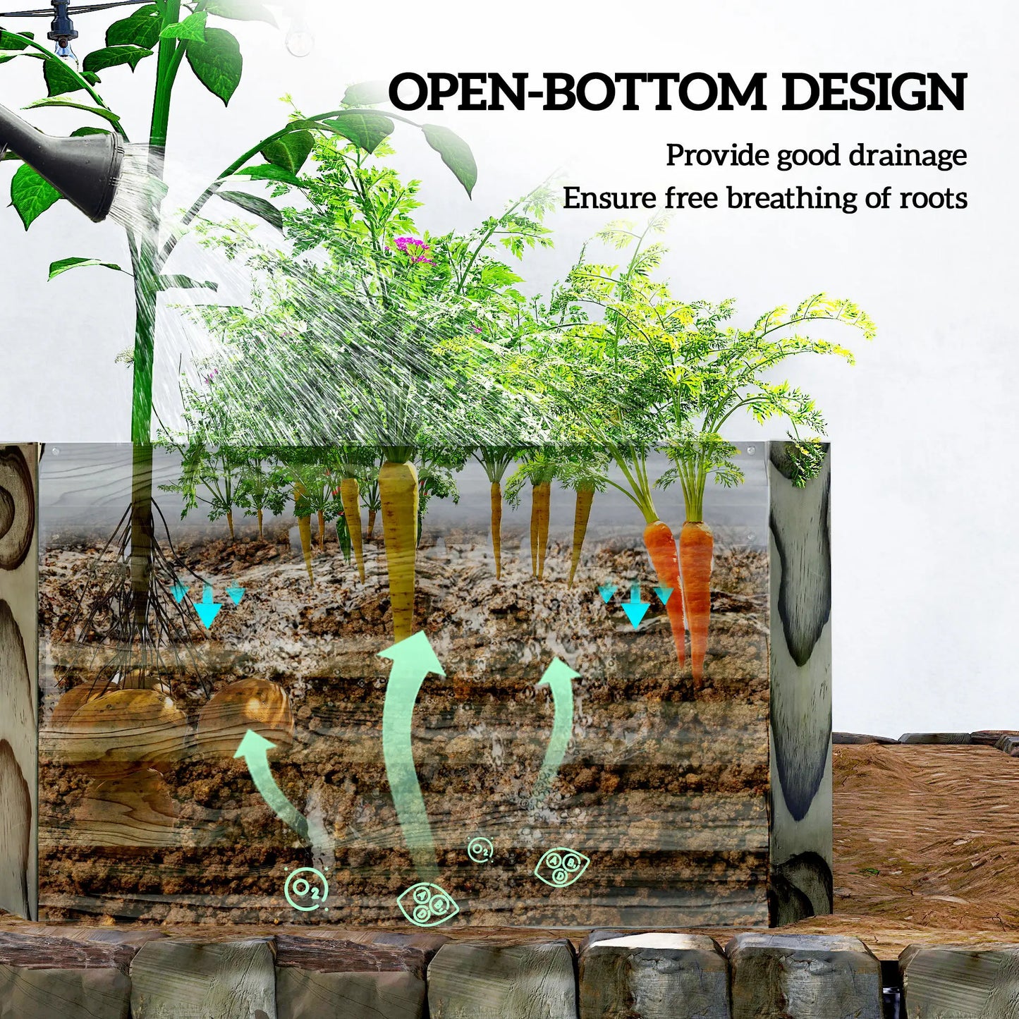 6' x 3' x 2' Raised Garden Bed, Galvanized Planter Box, Light Wood Effect Galvanized Planter Boxes at Gallery Canada