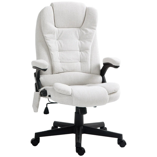 Reclining Massage Office Chair, High Back, Swivel Wheels, White Massage Chairs White at Gallery Canada
