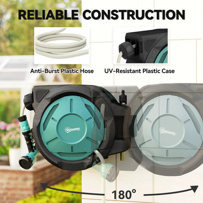 1/2 in x 65ft Wall Mounted Garden Hose Reel, Auto Rewind, Blue Garden Accessories at Gallery Canada