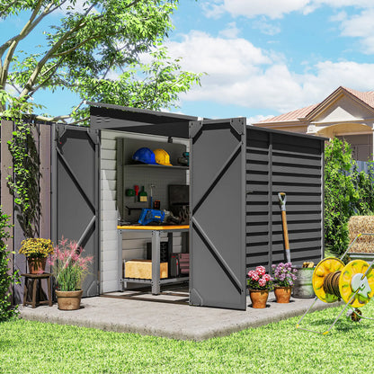 4.6' X 9' Steel Outdoor Storage Shed, Lean To Shed, Metal Tool House, Dark Grey Sheds at Gallery Canada