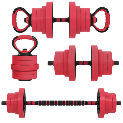 88lbs 4-in-1 Adjustable Dumbbell Set, Barbell, Kettlebell, Push Up Stand, Red Dumbbells & Barbells at Gallery Canada