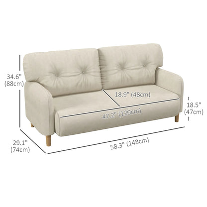 58" 2 Seat Sofa, Modern Love Seat, Upholstered Couch, Solid Wood Frame, Beige 2-Seater Sofas at Gallery Canada