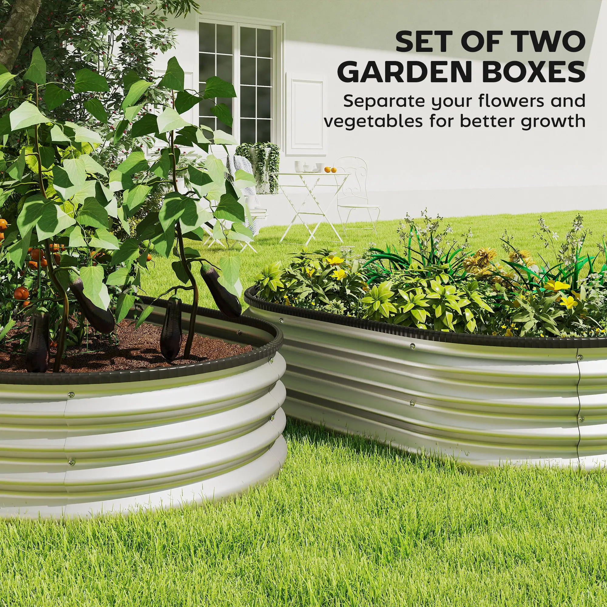 2Pcs Galvanized Raised Garden Bed, 4 X 3 X 1 Ft, Silver Galvanized Planter Boxes at Gallery Canada