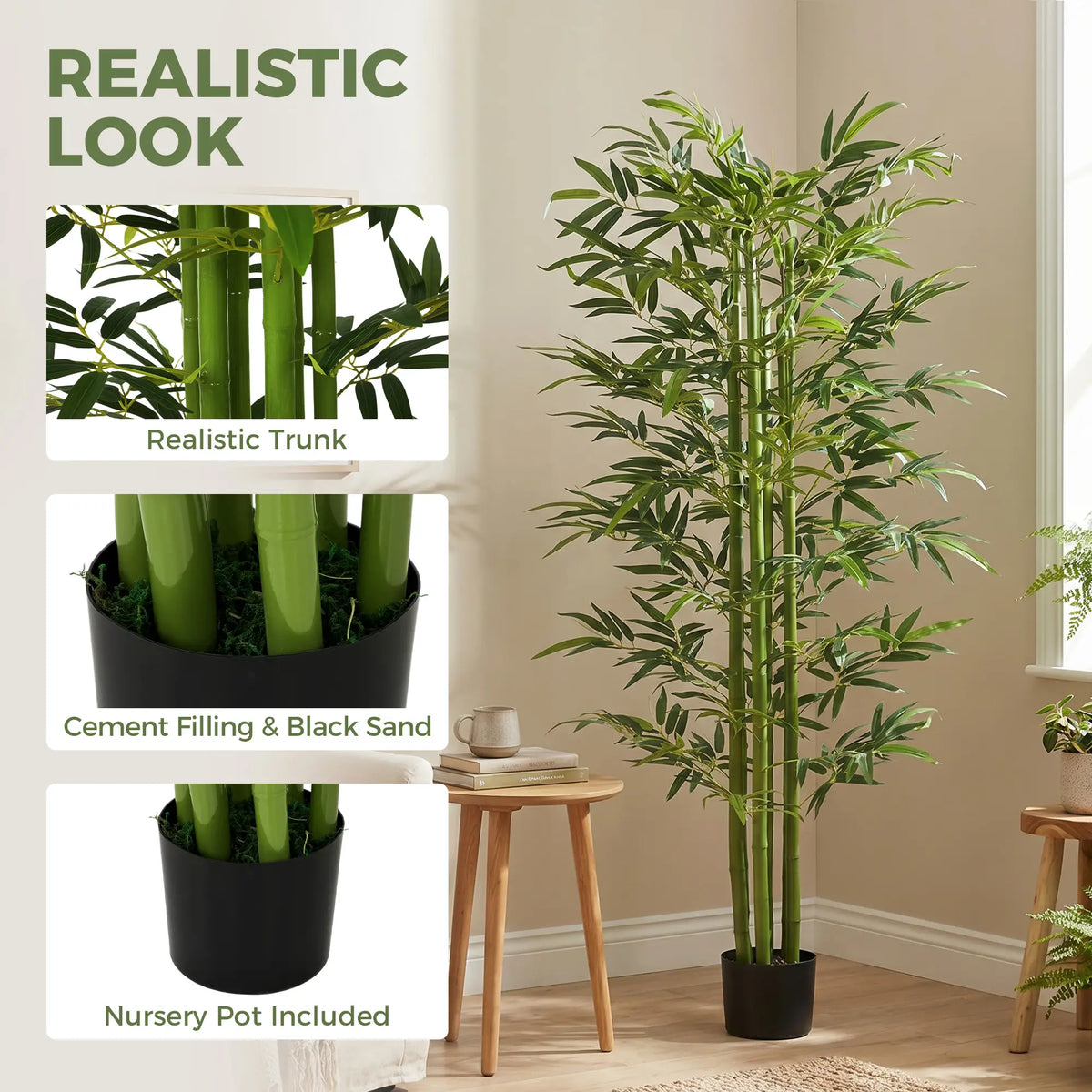 Indoor Fake Plants, Artificial Bamboo Tree with Adjustable Shape for Home Office Living Room Decor, Green Artificial Trees at Gallery Canada