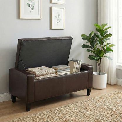 Storage Ottoman Bench, PU Leather, Tufted Design, Brown Storage Ottomans & Benches at Gallery Canada