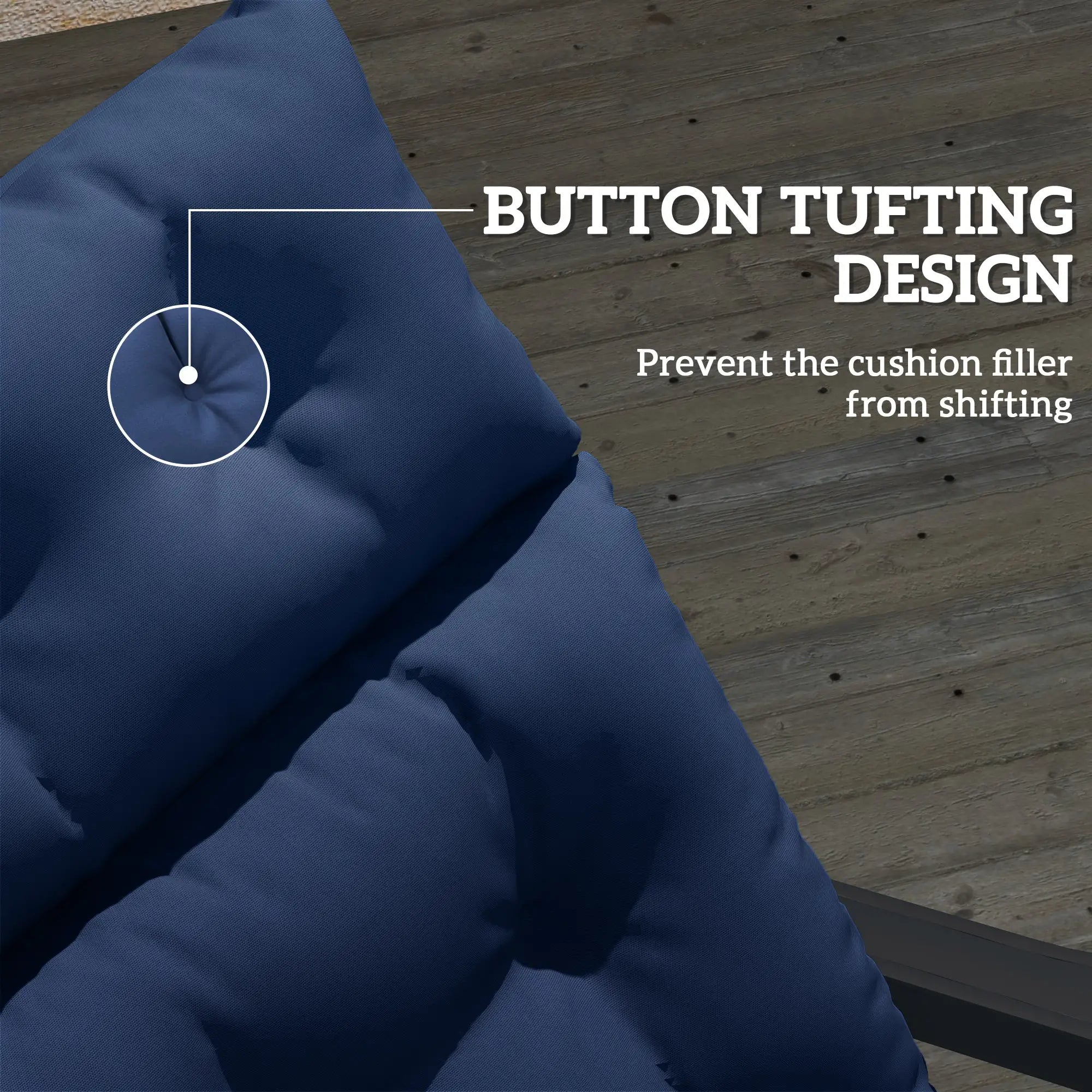 Tufted Thick Outdoor Chaise Lounge Cushion, 74.8