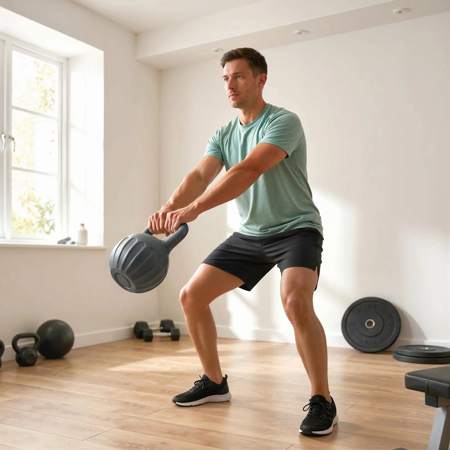 13 lbs Kettlebell, Non-Slip Handle, Home Gym, Grey Strength Training Equipment at Gallery Canada
