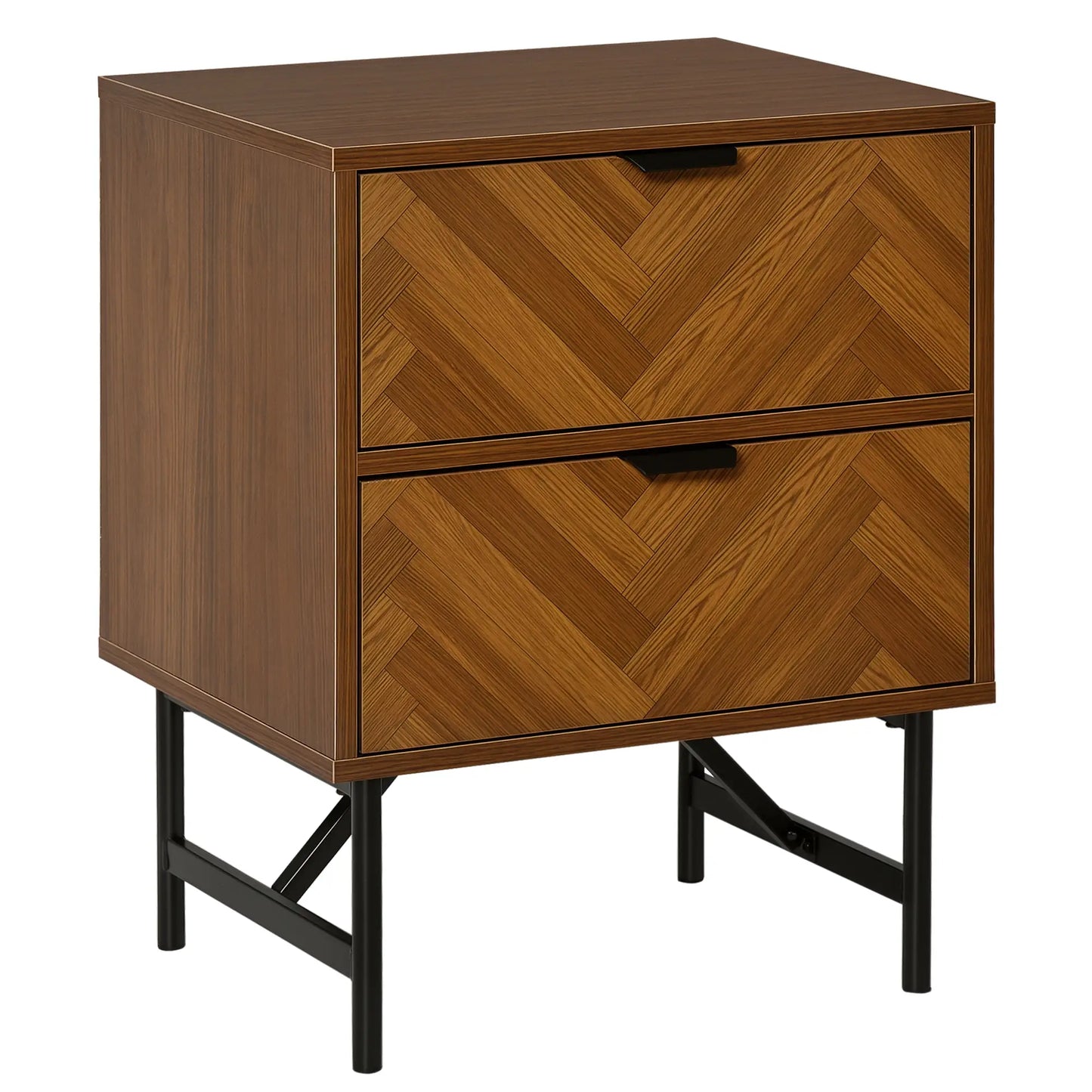 Bedside Table, Nightstand for Bedroom, End Side Table Dresser Storage with 2 Drawers, Walnut Brown Storage Cabinets Walnut at Gallery Canada