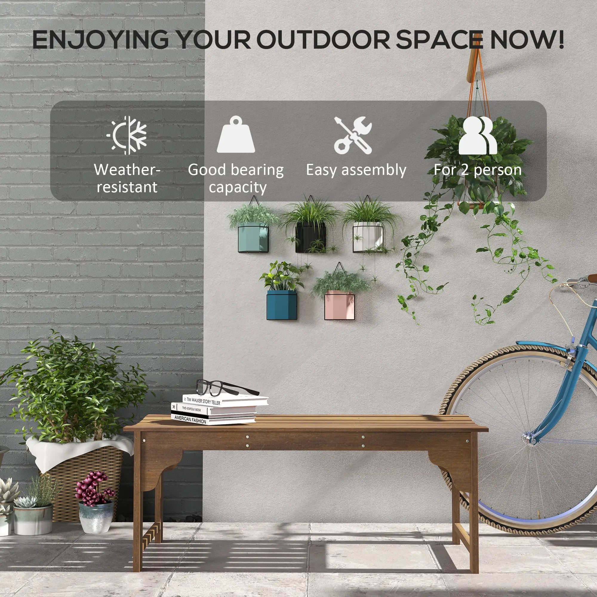 Wooden Garden Bench, Patio Double Park Bench, Teak Outdoor Benches at Gallery Canada