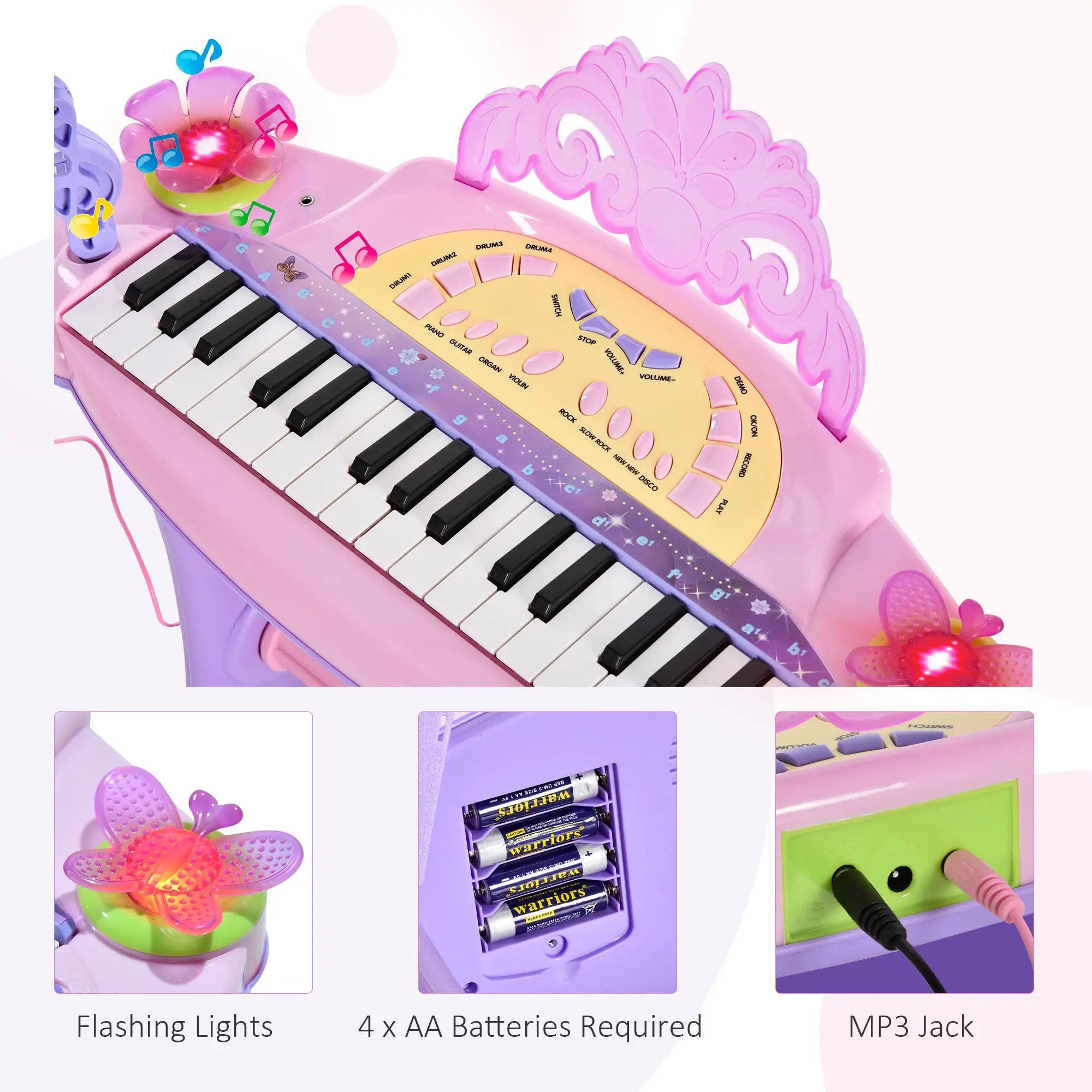 Kids Piano, 32 Keys, Electronic Keyboard with Microphone, Pink Electronic Musical Pianos at Gallery Canada