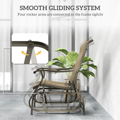 3PCs Gliding Rocking Chair, Bistro Tea Table Set, Brown Outdoor Gliders at Gallery Canada