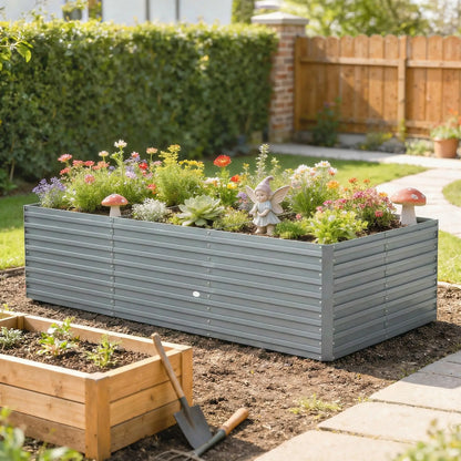 8' x 4' x 2' Raised Garden Bed, Galvanized Planter Box, Light Grey Galvanized Planter Boxes at Gallery Canada
