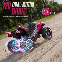 VTT pour enfants 12V, suspension arrière, 2,2 MPH, roues lumineuses, rouge