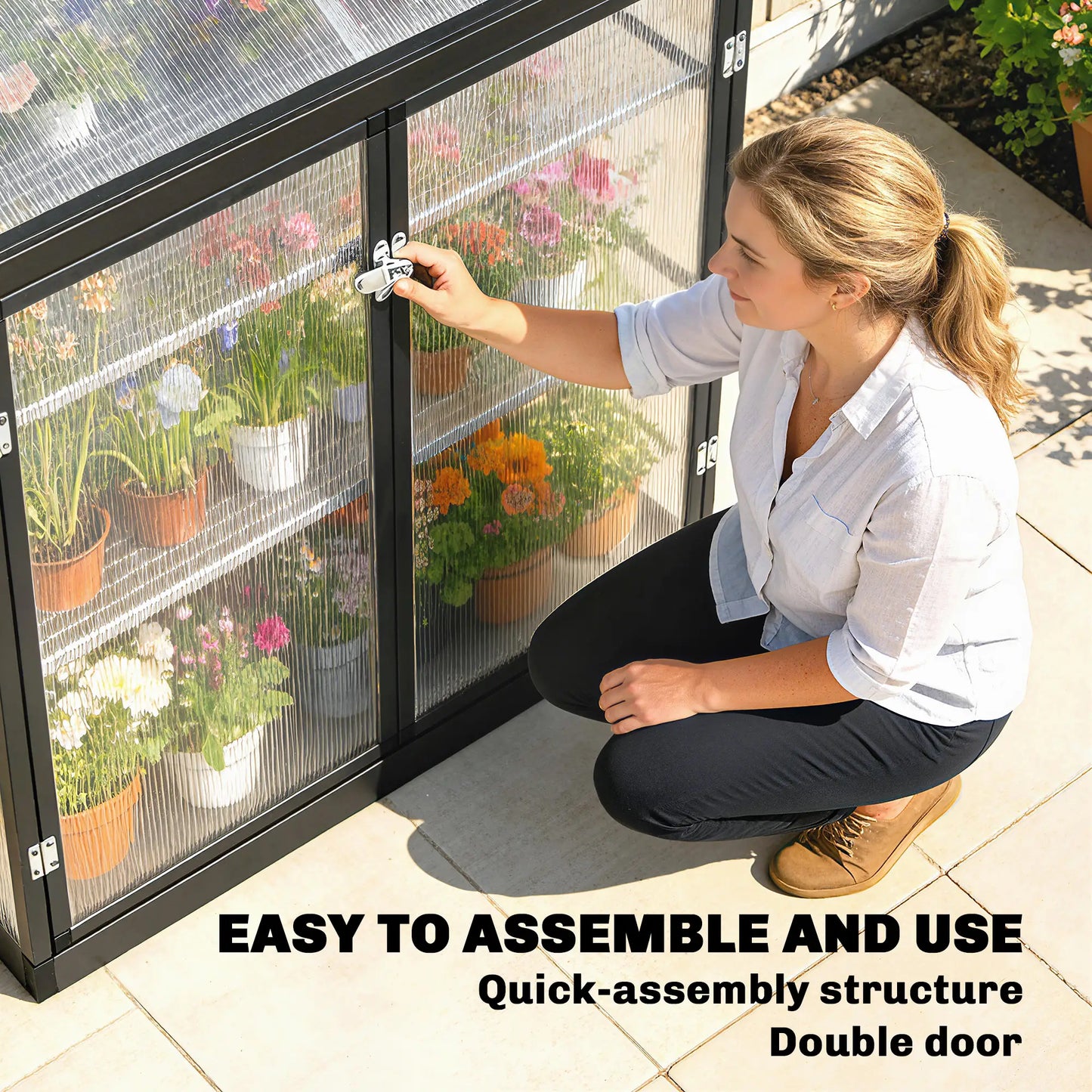 Polycarbonate Greenhouse With 2-Tier Shelves, Black Cold Frame Greenhouses at Gallery Canada