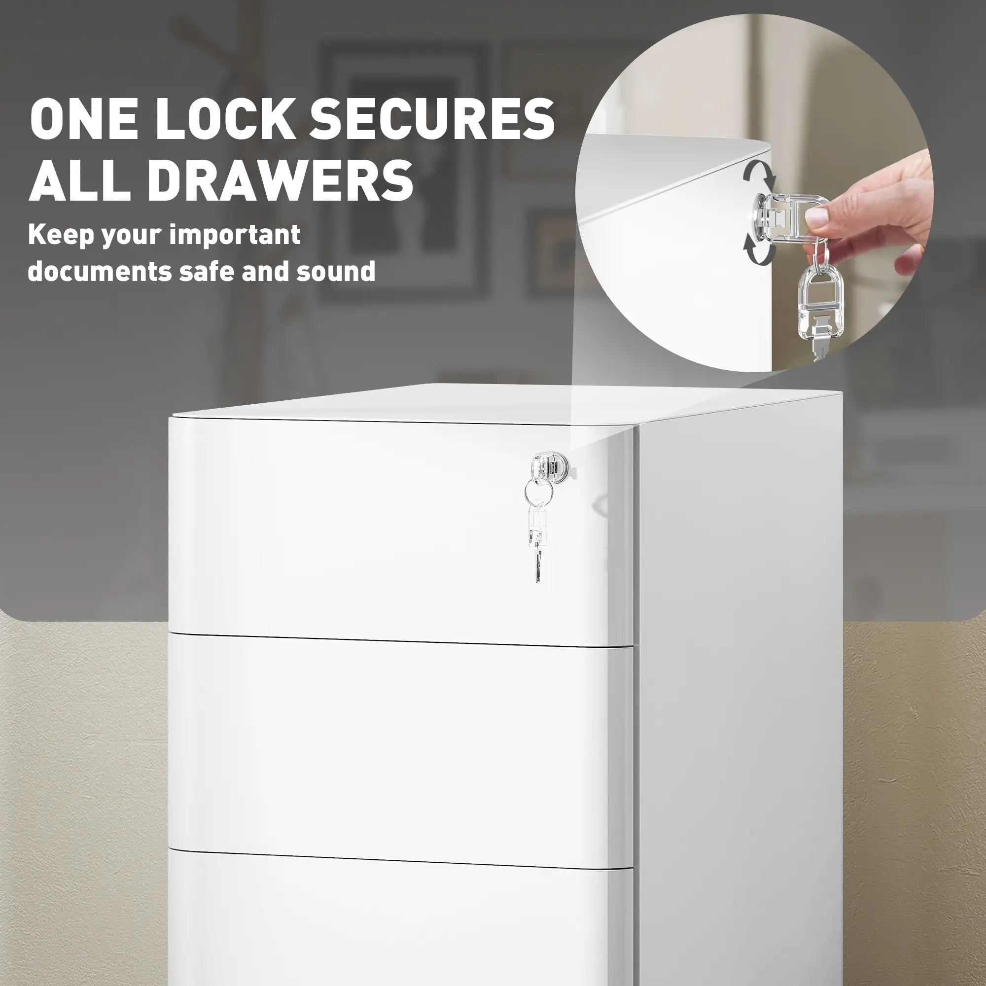 3 Drawer Filing Cabinet, Lockable Steel Office Storage, White Office Cabinets & Cupboards at Gallery Canada