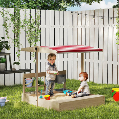 Kids Sandbox with Cover, Wooden Sand Box with Seat, Storage, 3-7 Years, Natural Wood Sandboxes & Accessories at Gallery Canada