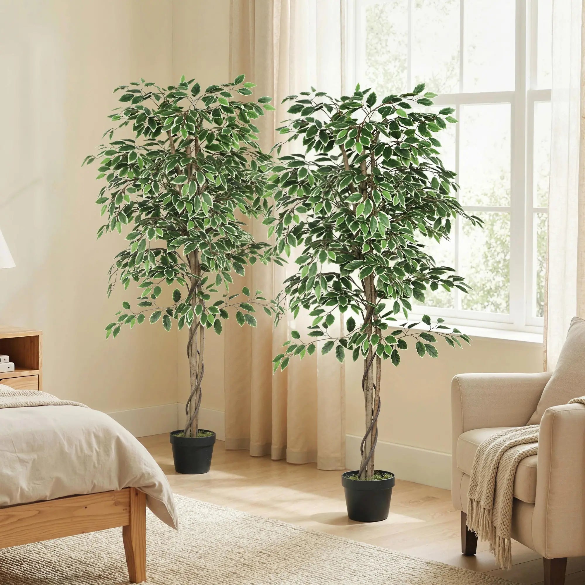 5.3 FT Artificial Ficus Tree With Pot, Indoor Home Office Decor Artificial Trees at Gallery Canada