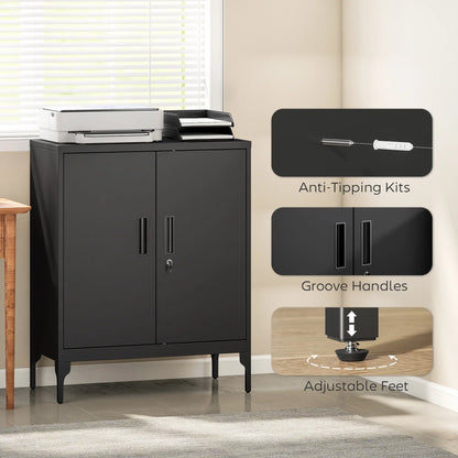 Office Storage Cabinet with Lock, Adjustable Shelves, Black Office Cabinets & Cupboards at Gallery Canada
