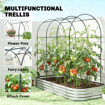 Galvanised Raised Garden Bed With Arched Trellis, 7 x 4 x 7ft Metal Planter Box Galvanized Planter Boxes at Gallery Canada