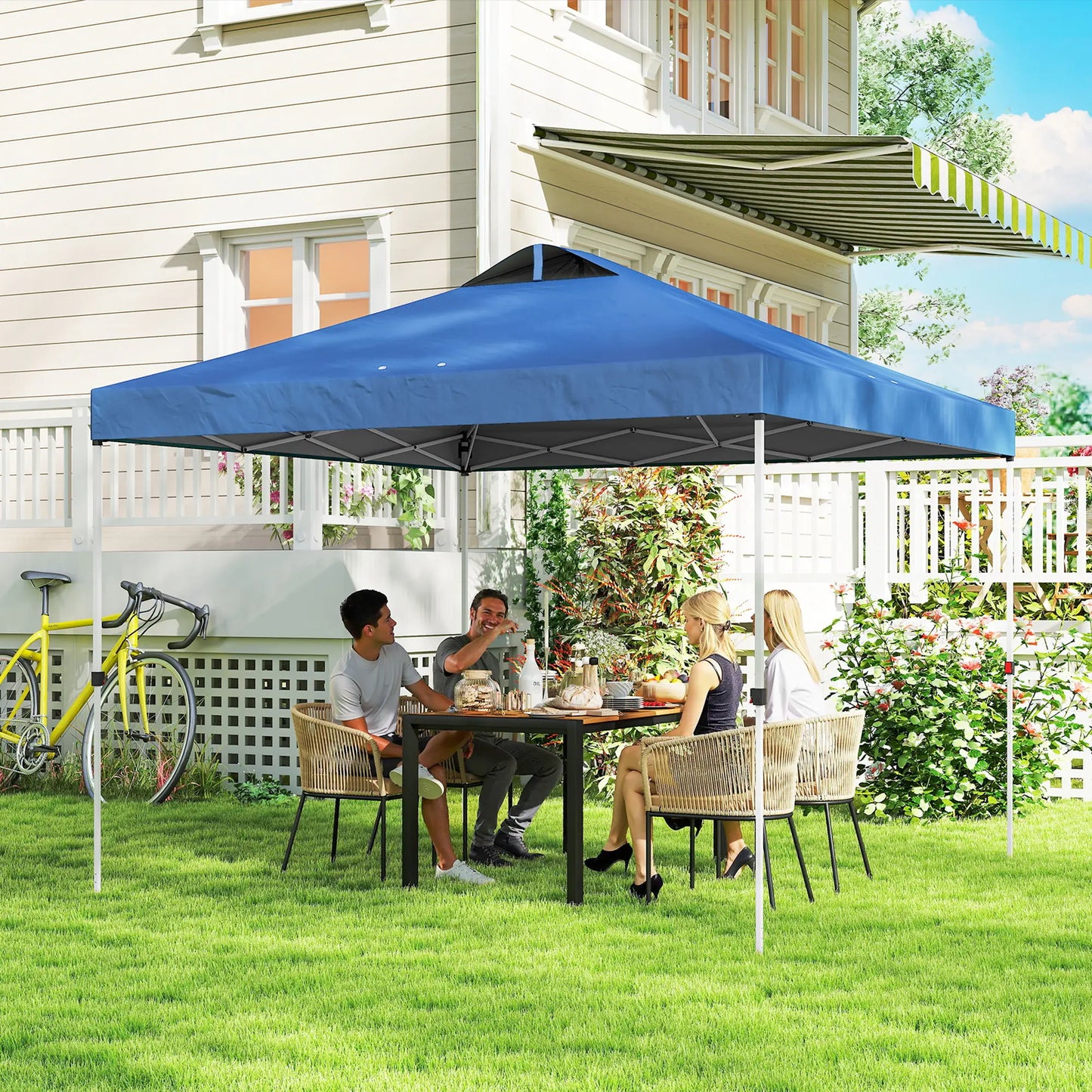 Waterproof Pop Up Canopy Tent, 9.8' x 9.8', With Carrying Bag, Blue Pop Up Canopies at Gallery Canada