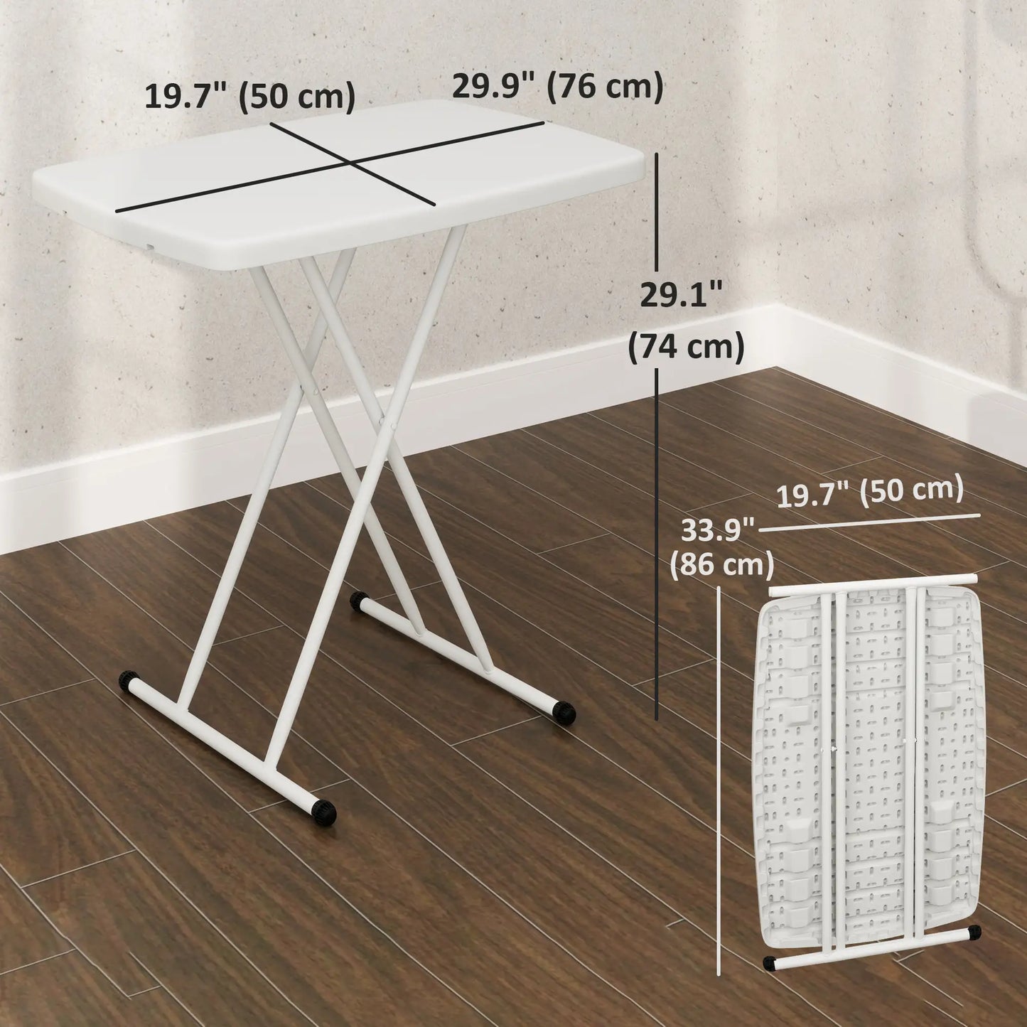 Portable Patio Side Table, Adjustable Height, HDPE Top, Metal Frame, White Patio Side Tables at Gallery Canada