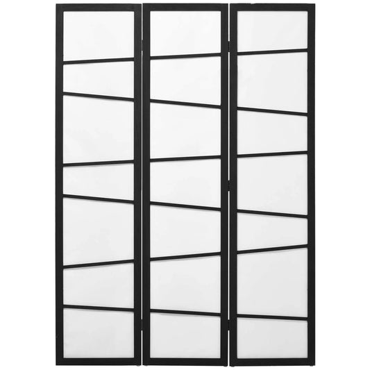 5.6ft Folding Room Divider, 3 Panel Wood Frame, White Room Dividers White, Black at Gallery Canada