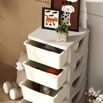 4 Tier Kids Toy Organizer, 4 Plastic Drawers, Cream White Baby & Kids Storage at Gallery Canada