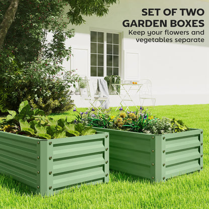 Galvanized Raised Garden Beds, Outdoor Planter Box Set, Light Green Galvanized Planter Boxes at Gallery Canada