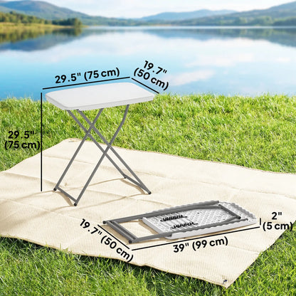Folding Picnic Table, 30" x 20", 5-Level Height Adjustment, White Picnic Tables & Camping Chairs at Gallery Canada