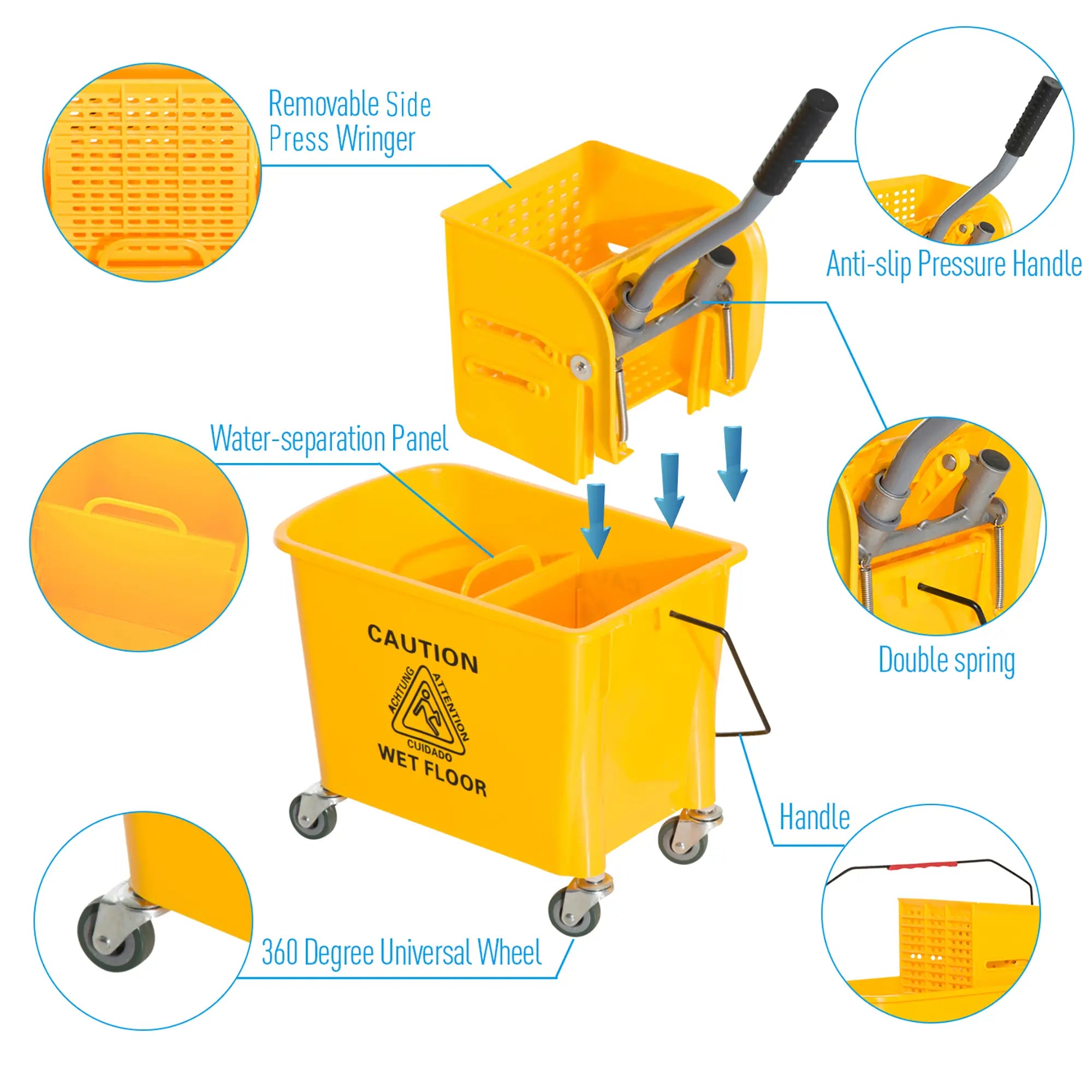 Compact Mop Bucket with Wringer, 5 Gallon, Yellow Household Supplies at Gallery Canada