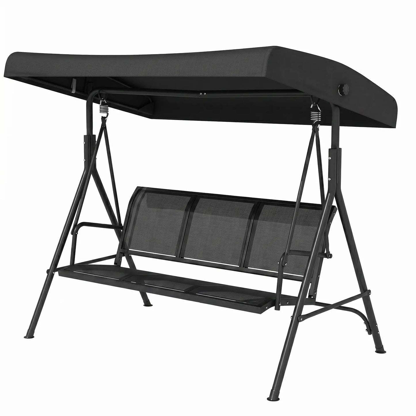 3-Seater Swing Chair, Covered Garden Hammock, A-Frame, Black Patio Swings with Stand Black at Gallery Canada
