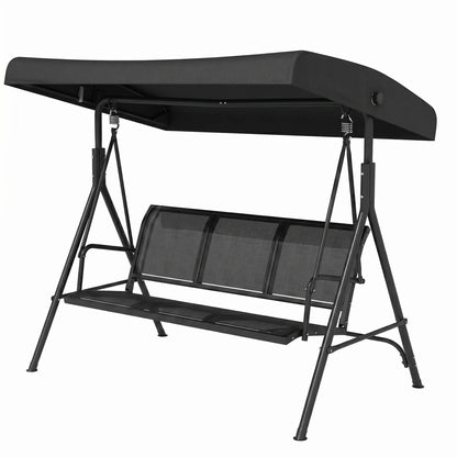 3-Seater Swing Chair, Covered Garden Hammock, A-Frame, Black Patio Swings with Stand Black at Gallery Canada