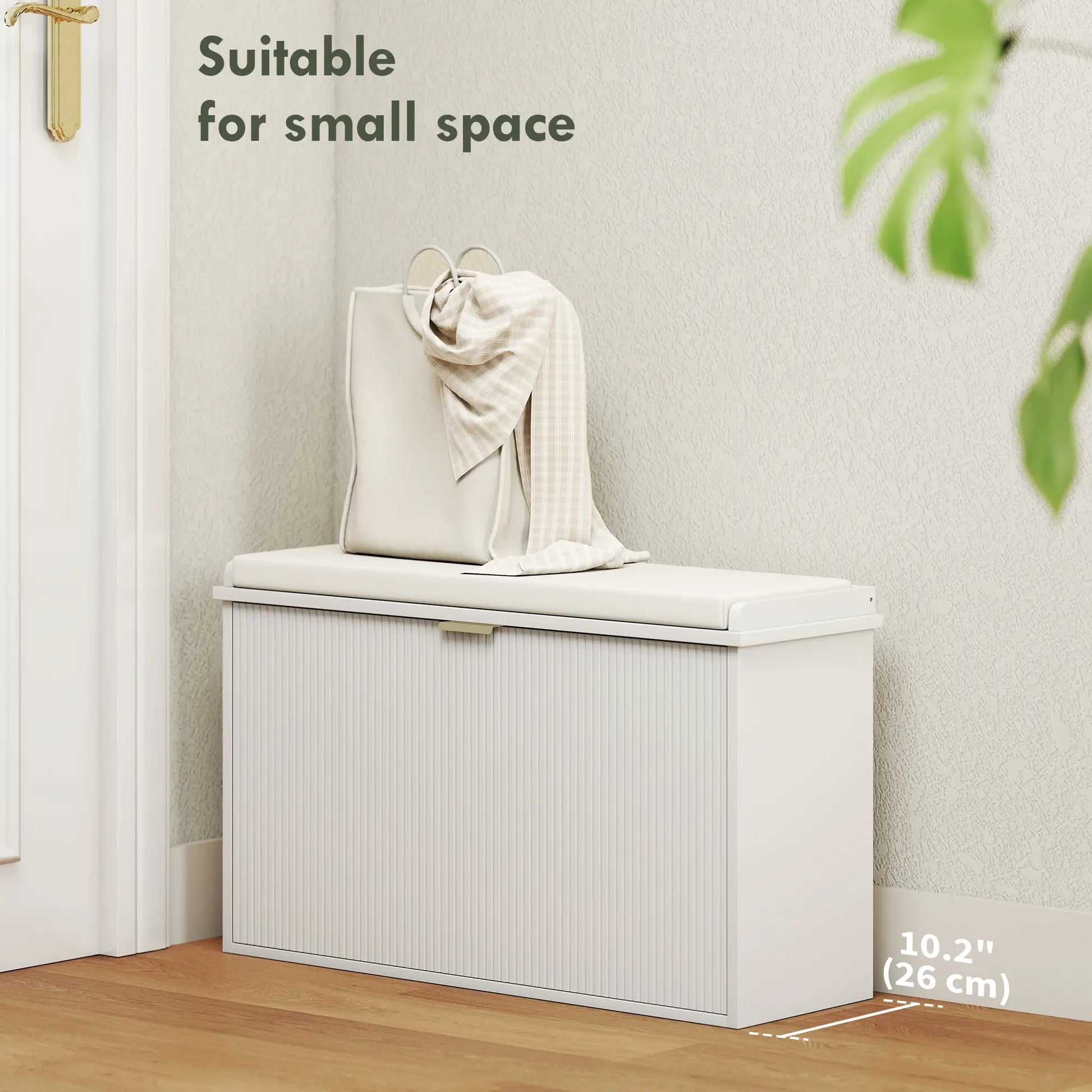 Entryway Bench with Padded Seat, Flip-Drawers, Holds 265lbs, Shoe Storage for 8 Pairs, White Shoe Storage Cabinets & Racks at Gallery Canada