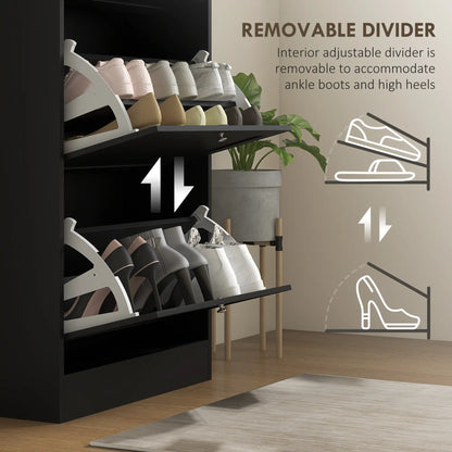 Modern Shoe Storage, 3 Flip Drawers, Adjustable Shelves, 18 Pairs, Black Shoe Storage Cabinets & Racks at Gallery Canada