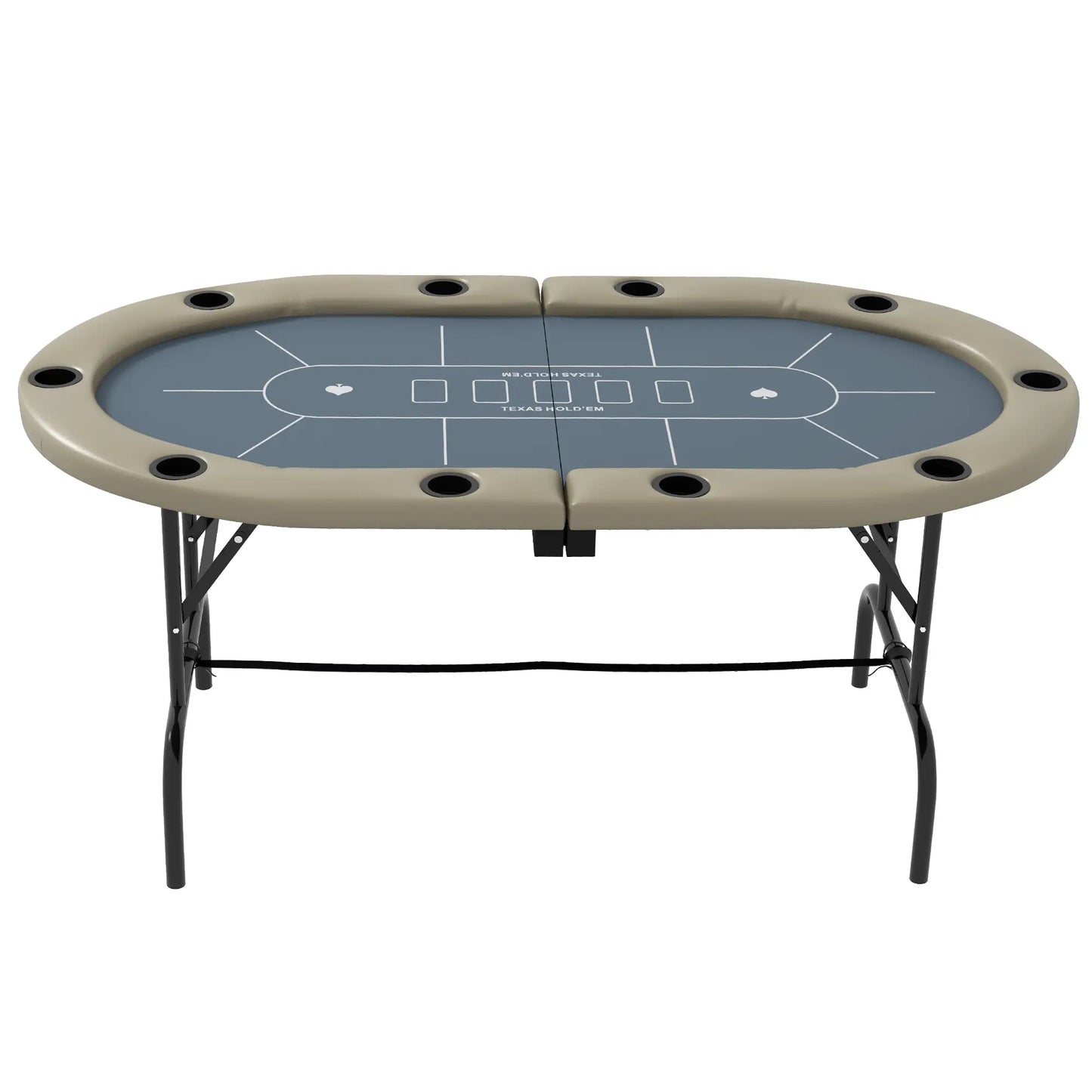 Foldable Poker Table, 70" Oval, With Cup Holders, Blue Game Tables at Gallery Canada