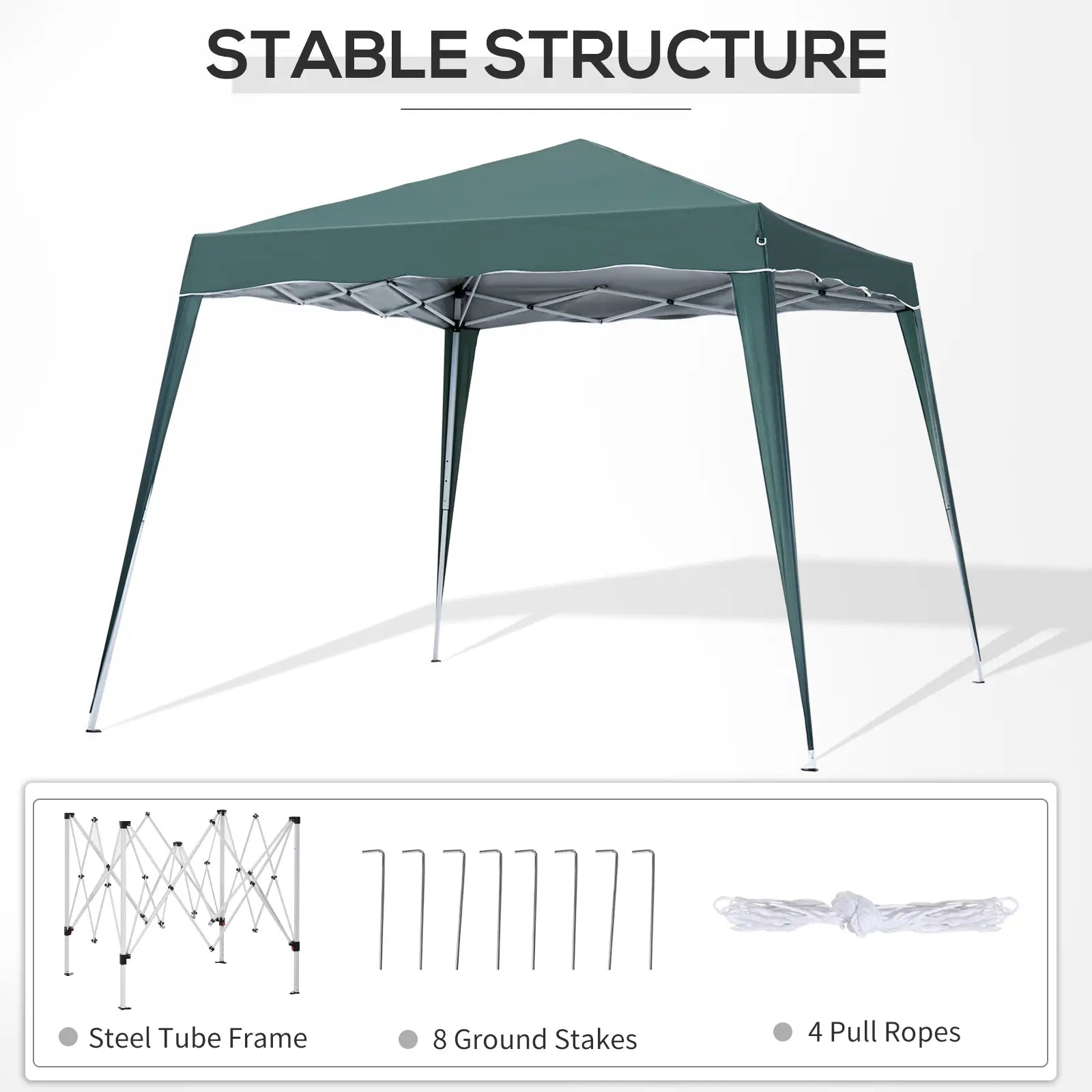 8' x 8' Pop Up Canopy, Outdoor Foldable Tent, Portable with Bag, Green Pop Up Canopies at Gallery Canada