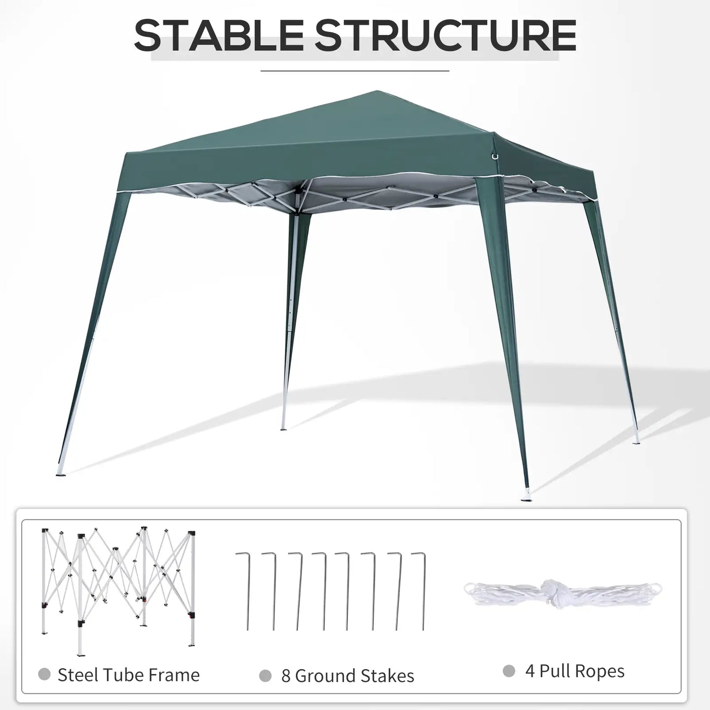 8' x 8' Pop Up Canopy, Outdoor Foldable Tent, Portable with Bag, Green Pop Up Canopies at Gallery Canada