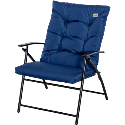Foldable Lounge Chair, Fabric Recliner, Outdoor Lounger with Armrest, Blue Patio Chairs at Gallery Canada
