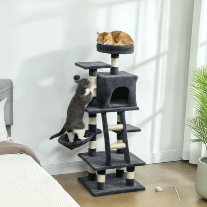 52 Inch Large Cat Tree, Dark Grey Cat Towers at Gallery Canada