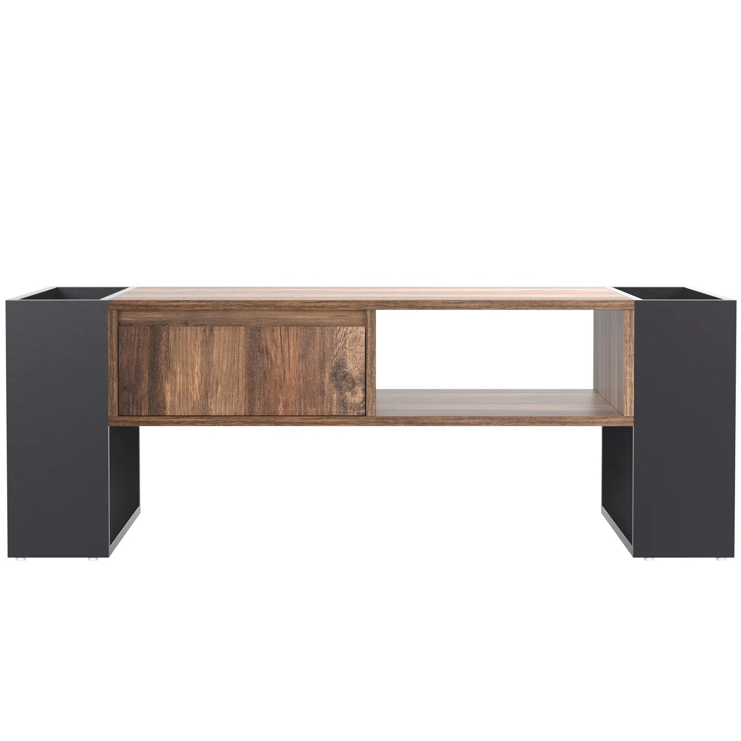 Grain Coffee Table, Double Storage, 43.5" L x 23.5" W x 15.5" H, Grey+Wood Coffee Tables Grey, Wood at Gallery Canada
